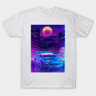 Toyota Supra mk4 Car Synthwave Tokyo City T-Shirt